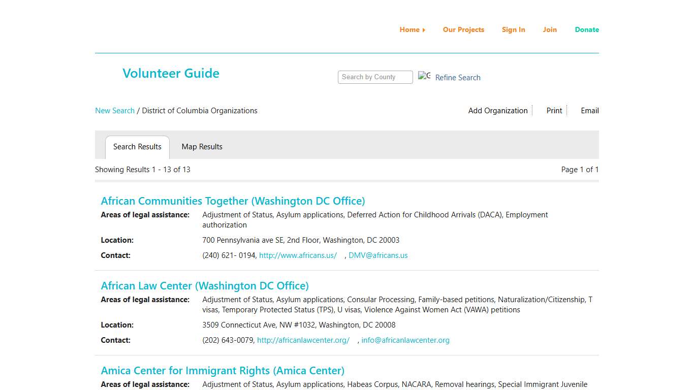 District of Columbia Organizations - Volunteer Guide - Pro Bono Resource Center